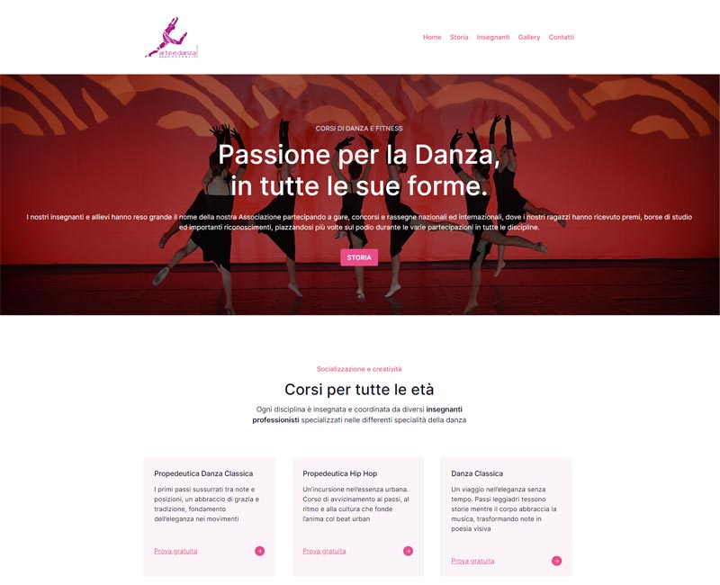 Creazione e gestione Sito web Arteedanzacoccaglio.it